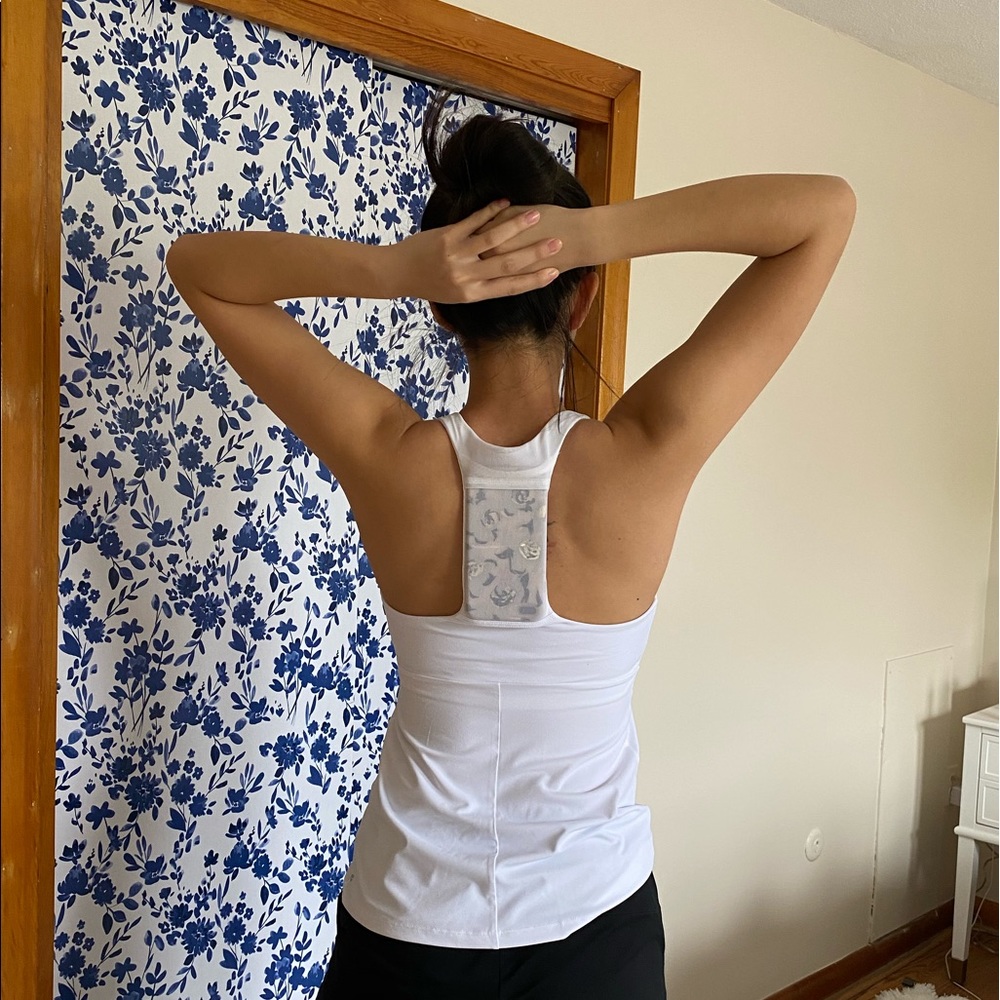 Fabletics Built-In White Tank with Phone Pocket!!